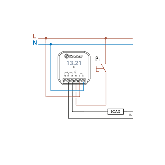 Schema di collegamento Tipo 13.21 con pulsante su fase