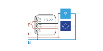 Schema di collegamento Tipo 13.22 con funzione CP - Campanello + Luce