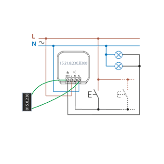 Schema di collegamento Tipo 15.21.8 con soppressore di corrente residua